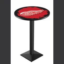 Holland Bar Stool Co. 36" Blk Wrinkle Detroit Red Wings Pub Table