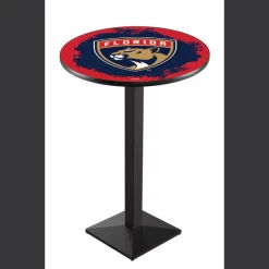 Holland Bar Stool Co. 36" Blk Wrinkle Florida Panthers Pub Table, 36" dia. Top