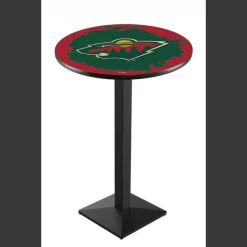 Holland Bar Stool Co. 36" Blk Wrinkle Minnesota Wild Pub Table, 36" dia. Top