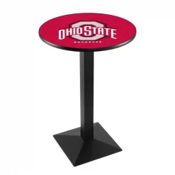Holland Bar Stool Co. 36" Blk Wrinkle Ohio State Pub Table