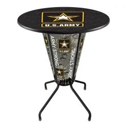 Holland Bar Stool Co. Lighted 42" Black Army Pub Table
