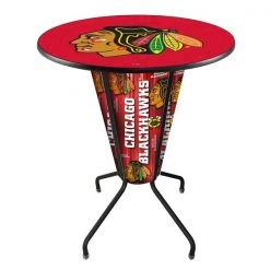 Holland Bar Stool Co. Lighted 42" Black Chicago Blackhawks Pub Table