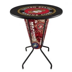 Holland Bar Stool Co. Lighted 42" Black Marines Pub Table