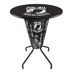 Holland Bar Stool Co. Lighted 42" Black POW/MIA Pub Table
