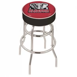 Holland Bar Stool Co. 25" 4" Alabama Cushion Seat, Double-Ring Chrome Swivel Bar Stool