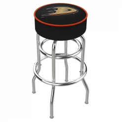 Holland Bar Stool Co. 25" Anaheim Ducks Cushion Seat, 2-Ring Chrome Swivel Bar Stool