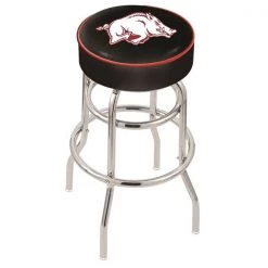 Holland Bar Stool Co. 25" 4" Arkansas Cushion Seat, Double-Ring Chrome Swivel Bar Stool