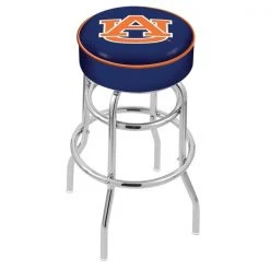 Holland Bar Stool Co. 25" 4" Auburn Cushion Seat, Double-Ring Chrome Swivel Bar Stool