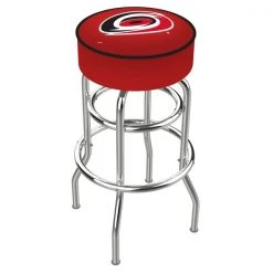 Holland Bar Stool Co. 30" Carolina Hurricanes Cushion Seat, 2-Ring Chrome Swivel Bar Stool