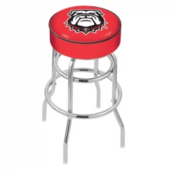 Holland Bar Stool Co. 30" Georgia "Bulldog" Cushion Seat, 2-Ring Chrome Swivel Bar Stool