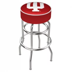 Holland Bar Stool Co. 25" 4" Indiana Cushion Seat, Double-Ring Chrome Swivel Bar Stool