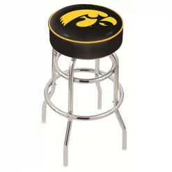 Holland Bar Stool Co. 25" 4" Iowa Cushion Seat, Double-Ring Chrome Swivel Bar Stool