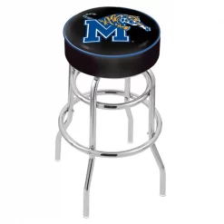 Holland Bar Stool Co. 25" 4" Memphis Cushion Seat, Double-Ring Chrome Swivel Bar Stool