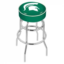 Holland Bar Stool Co. 30" Michigan State Cushion Seat, 2-Ring Chrome Swivel Bar Stool