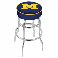 Holland Bar Stool Co. 25" 4" Michigan Cushion Seat, Double-Ring Chrome Swivel Bar Stool