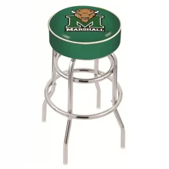 Holland Bar Stool Co. 25" 4" Marshall Cushion Seat, Double-Ring Chrome Swivel Bar Stool