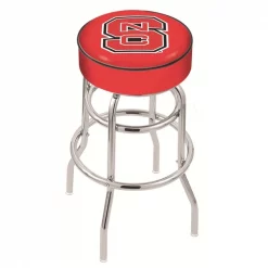 Holland Bar Stool Co. 30" North Carolina State Cushion Seat, 2-Ring Chrome Swivel Bar Stool