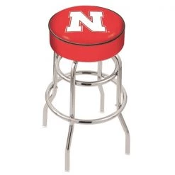 Holland Bar Stool Co. 30" 4" Nebraska Cushion Seat, Double-Ring Chrome Swivel Bar Stool
