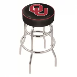 Holland Bar Stool Co. 25" 4" Oklahoma Cushion Seat, Double-Ring Chrome Swivel Bar Stool