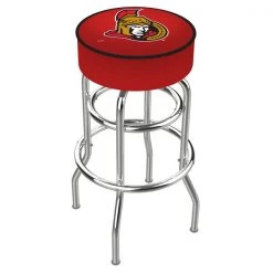 Holland Bar Stool Co. 25" Ottawa Senators Cushion Seat, 2-Ring Chrome Swivel Bar Stool