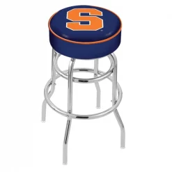 Holland Bar Stool Co. 25" 4" Syracuse Cushion Seat, Double-Ring Chrome Swivel Bar Stool