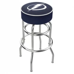 Holland Bar Stool Co. 30" Tampa Bay Lightning Cushion Seat, 2-Ring Chrome Swivel Bar Stool
