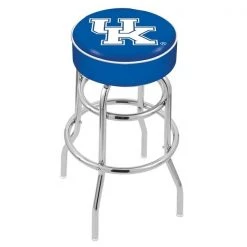 Holland Bar Stool Co. 25" Kentucky "UK" Cushion Seat, 2-Ring Chrome Swivel Bar Stool