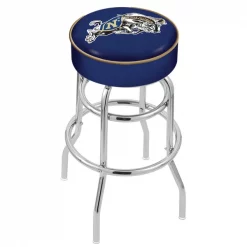 Holland Bar Stool Co. 30" US Naval Academy NAVY Cushion Seat, 2-Ring Chrome Swivel Bar Stool