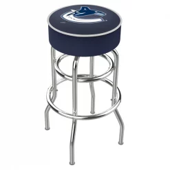 Holland Bar Stool Co. 30" Vancouver Canucks Cushion Seat, 2-Ring Chrome Swivel Bar Stool