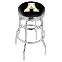 Holland Bar Stool Co. 30" Chrome 2-Ring Appalachian State Swivel Bar Stool, Accent Ring