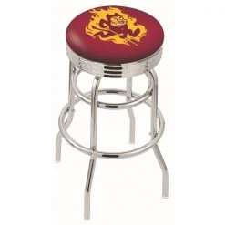 Holland Bar Stool Co. 25" Chrome 2-Ring Arizona State Swivel Bar Stool, Accent Ring, Sparky