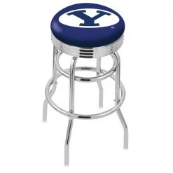 Holland Bar Stool Co. 25" Chrome 2-Ring Brigham Young Swivel Bar Stool, Accent Ring