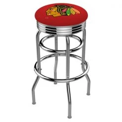 Holland Bar Stool Co. 30" Chrome 2-Ring Chicago Blackhawks Swivel Bar Stool, Accent Ring