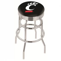 Holland Bar Stool Co. 30" Chrome 2-Ring Cincinnati Swivel Bar Stool, Accent Ring