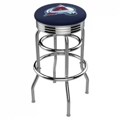Holland Bar Stool Co. 30" Chrome 2-Ring Colorado Avalanche Swivel Bar Stool, Accent Ring