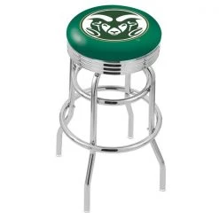 Holland Bar Stool Co. 30" Chrome 2-Ring Colorado State Swivel Bar Stool, Accent Ring