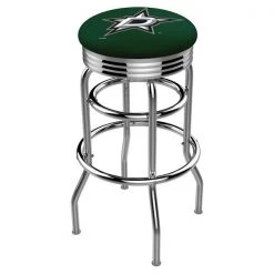 Holland Bar Stool Co. 25" Chrome 2-Ring Dallas Stars Swivel Bar Stool, Accent Ring
