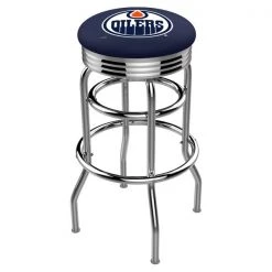 Holland Bar Stool Co. 30" Chrome 2-Ring Edmonton Oilers Swivel Bar Stool, Accent Ring