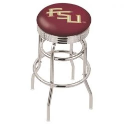 Holland Bar Stool Co. 25" Chrome 2-Ring Florida State Script Swivel Bar Stool, Accent Ring