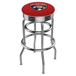 Holland Bar Stool Co. 25" Chrome 2-Ring Florida Panthers Swivel Bar Stool, Accent Ring