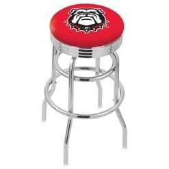 Holland Bar Stool Co. 25" Chrome 2-Ring Georgia "Bulldog" Swivel Bar Stool, Accent Ring