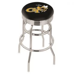 Holland Bar Stool Co. 30" Chrome 2-Ring Georgia Tech Swivel Bar Stool, Accent Ring