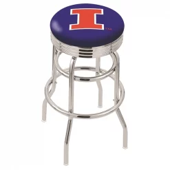 Holland Bar Stool Co. 25" Chrome 2-Ring Illinois Swivel Bar Stool, Accent Ring
