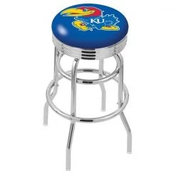 Holland Bar Stool Co. 30" Chrome 2-Ring Kansas Swivel Bar Stool, Accent Ring