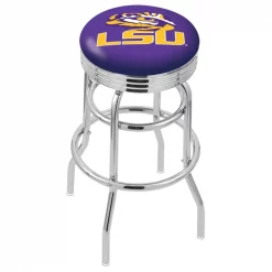 Holland Bar Stool Co. 30" Chrome 2-Ring Louisiana State Swivel Bar Stool, Accent Ring