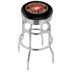 Holland Bar Stool Co. 30" Chrome 2-Ring U.S. Marines Swivel Bar Stool, Accent Ring