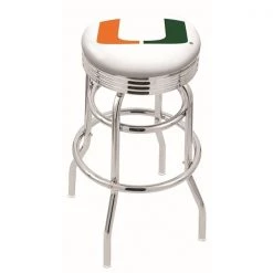 Holland Bar Stool Co. 25" Chrome 2-Ring Miami (FL) Swivel Bar Stool, Accent Ring