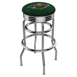 Holland Bar Stool Co. 25" Chrome 2-Ring Minnesota Wild Swivel Bar Stool, Accent Ring