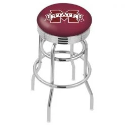 Holland Bar Stool Co. 25" Chrome 2-Ring Mississippi State Swivel Bar Stool, Accent Ring