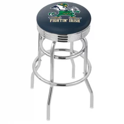 Holland Bar Stool Co. 30" Chrome 2-Ring Notre Dame Leprechaun Swivel Bar Stool, Accent Ring